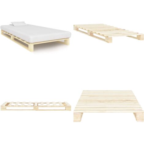 Giroletto in Pallet di Legno Massello di Pino 100x200 cm - Telaio letto in pino - Letto in legno massello