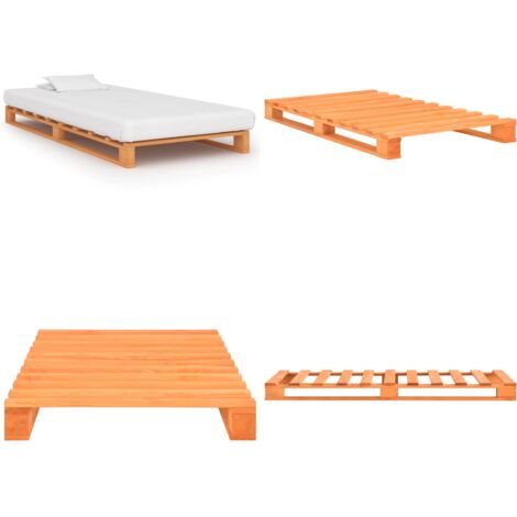 Giroletto in Pallet Marrone Legno Massello di Pino 100x200 cm - Telaio letto - Letto in legno massello