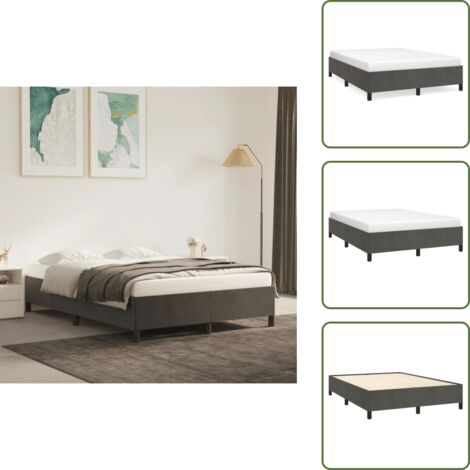 Giroletto in velluto - vidaXL Giroletto senza Materasso Grigio Scuro 140x190 cm Velluto - Letto con doghe