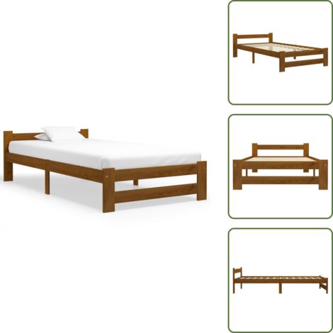 Giroletto marrone ambra - vidaXL Giroletto senza Materasso Ambrato Legno Massello Pino 90x200 cm - Letto con materasso