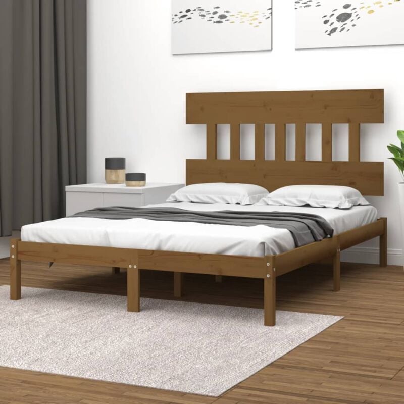 Letto adulto, Giroletto, Letto matrimonial Miele in Legno Massello 200x200 cm Vidaxl