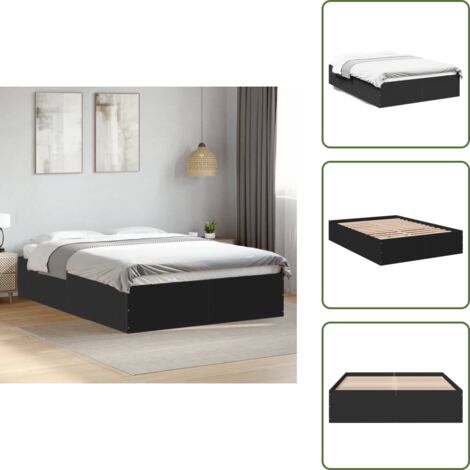 Giroletto moderno - vidaXL Giroletto Nero 120x190 cm in Legno Multistrato - Letto con doghe
