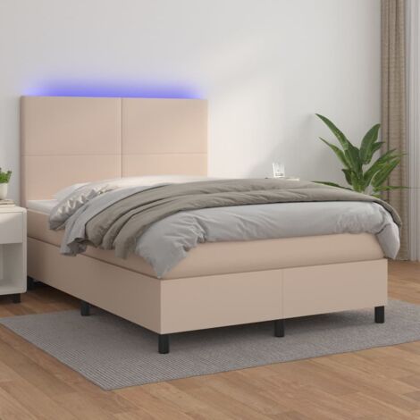 Giroletto Molle Materasso e LED Cappuccino 140x190cm Similpelle vidaXL
