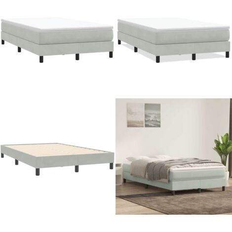 Giroletto Molle senza Materasso Grigio Chiaro 120x210cm Velluto - Letto in velluto - Letto con base a doghe