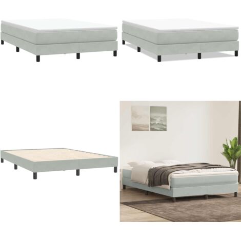Giroletto Molle senza Materasso Grigio Chiaro 160x210cm Velluto - Letto con materasso - Letto in velluto