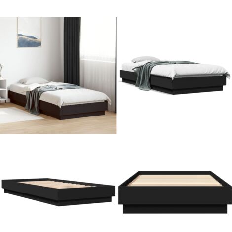 Giroletto Nero 100x200 cm in Legno Multistrato - Letto in legno - Materasso per camera da letto