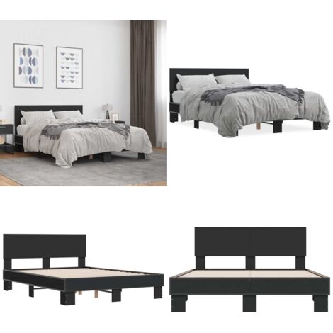 Giroletto Nero 120x190 cm in Legno Multistrato e Metallo - Materasso letto - Letto con doghe