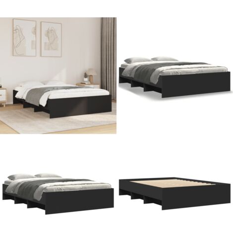 Giroletto Nero 120x190 cm in Legno Multistrato - Letto in legno - Letto con base a doghe