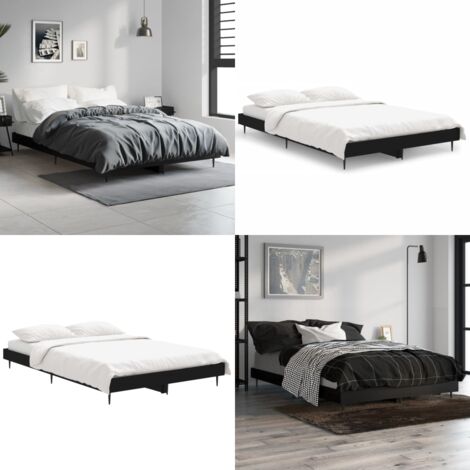 Giroletto Nero 120x190 cm in Legno Multistrato - Letto in legno - Letto con doghe