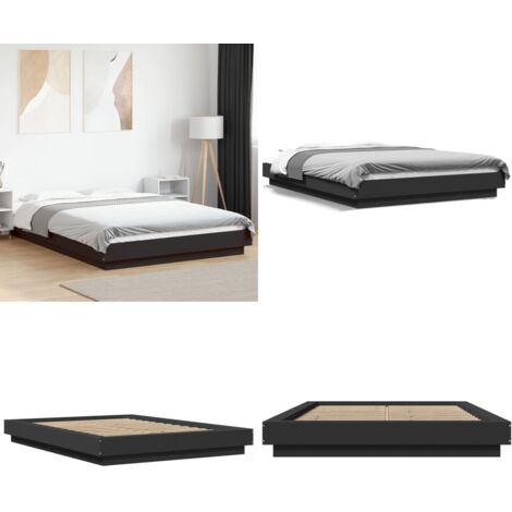 Giroletto Nero 120x190 cm in Legno Multistrato - Letto in legno - Letto con doghe