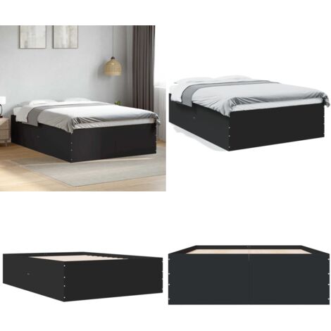 Giroletto Nero 120x190 cm in Legno Multistrato - Letto in legno - Materasso in legno