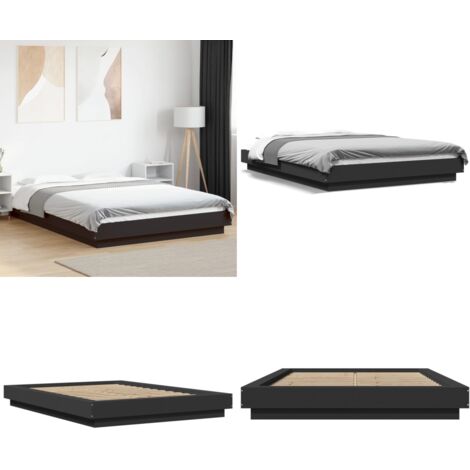 Giroletto Nero 120x200 cm in Legno Multistrato - Letto in legno - Letto con doghe