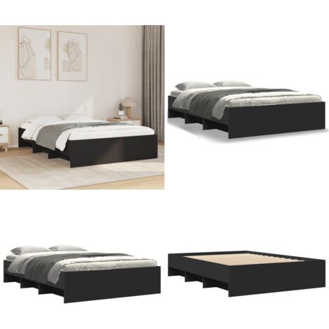 Giroletto Nero 120x200 cm in Legno Multistrato - Letto in legno - Letto con doghe