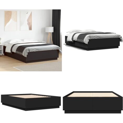 Giroletto Nero 120x200 cm in Legno Multistrato - Letto in legno - Letto con doghe