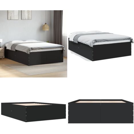 Giroletto Nero 120x200 cm in Legno Multistrato - Letto in legno - Materasso