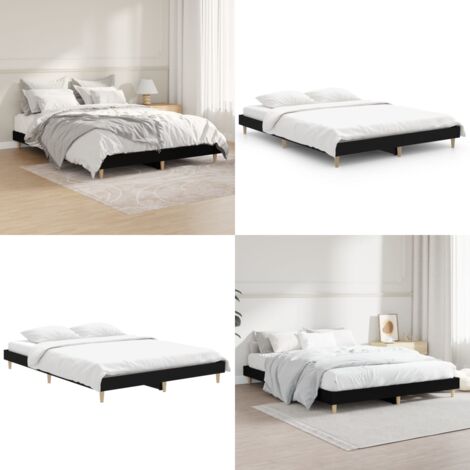 Giroletto Nero 140x190 cm in Legno Multistrato - Letto in legno - Letto con gambe in legno