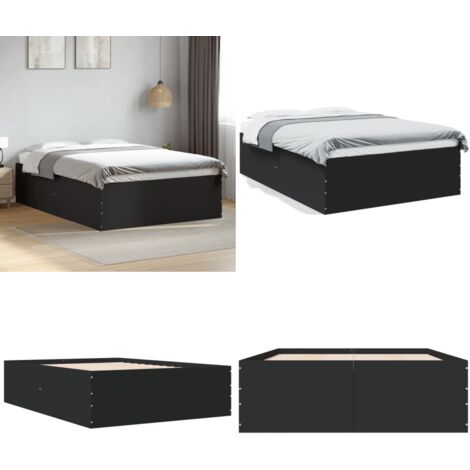 Giroletto Nero 140x190 cm in Legno Multistrato - Letto in legno - Materasso