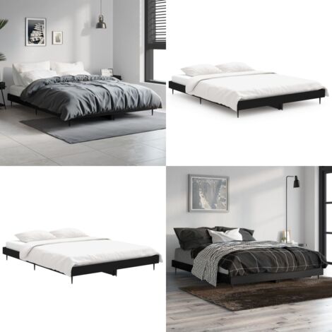 Giroletto Nero 140x190 cm in Legno Multistrato - Letto in legno - Materasso per letto