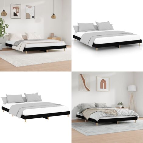 Giroletto Nero 200x200 cm in Legno Multistrato - Letto in legno - Materasso per letto