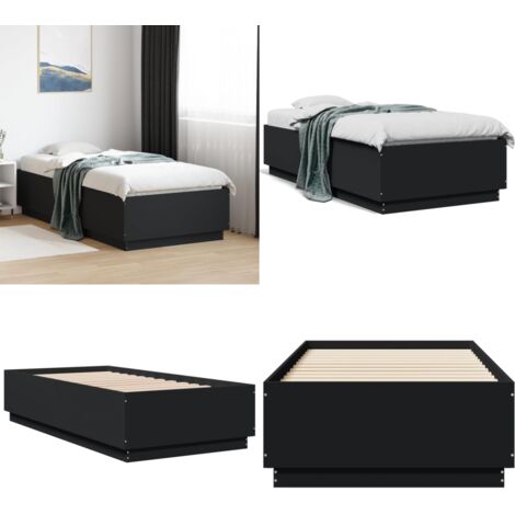 Giroletto Nero 75x190 cm in Legno Multistrato - Letto in legno - Materasso per letto