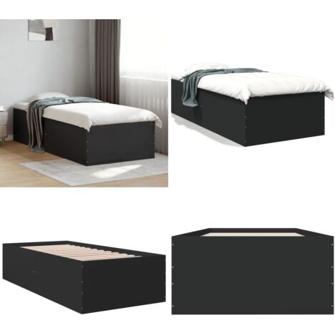 Giroletto Nero 90x190 cm in Legno Multistrato - Letto in legno - Materasso per letto
