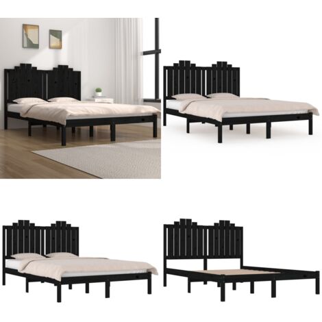 Giroletto Nero in Legno Massello di Pino 140x190 cm - Letto in legno - Letto in pino