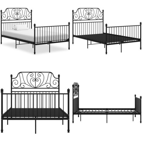 Giroletto Nero in Metallo 120x200 cm - Letto in metallo - Letto a doghe