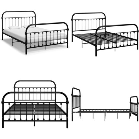 Giroletto Nero in Metallo 120x200 cm - Letto in metallo - Letto nero
