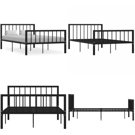 Giroletto Nero in Metallo 120x200 cm - Letto in metallo - Letto nero
