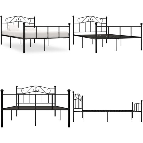 Giroletto Nero in Metallo 140x200 cm - Letto in metallo - Letto nero
