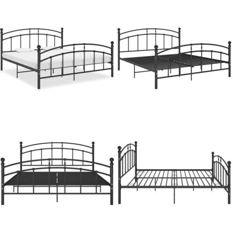 Giroletto Nero in Metallo 160x200 cm - Letto in metallo - Letto a doghe