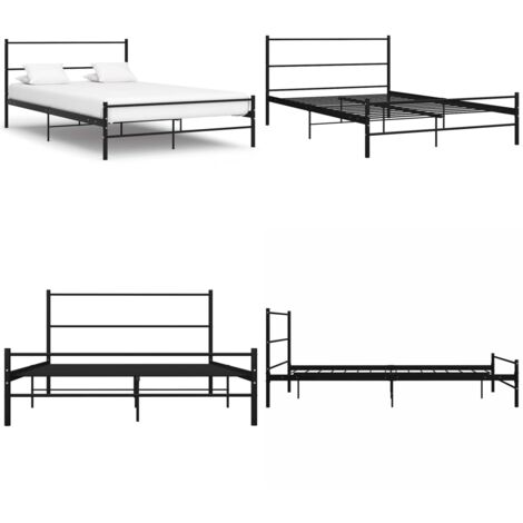 Giroletto Nero in Metallo 160x200 cm - Letto in metallo - Letto nero
