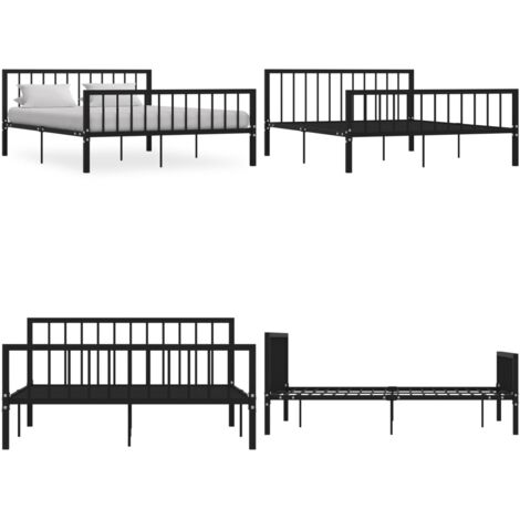 Giroletto Nero in Metallo 160x200 cm - Letto in metallo - Letto nero