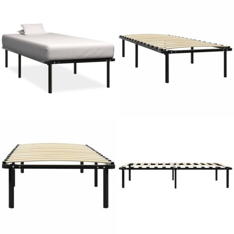 Giroletto Nero in Metallo 90x200 cm - Giroletto con rete a doghe - Letto con doghe
