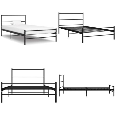 Giroletto Nero in Metallo 90x200 cm - Letto in metallo - Letto nero