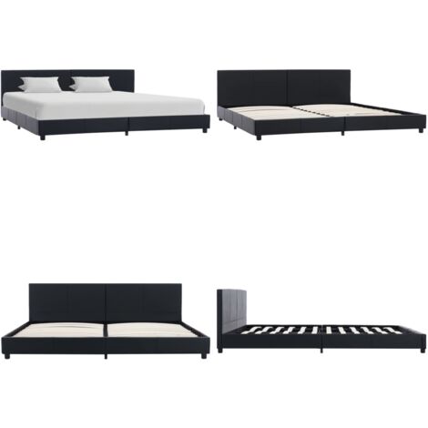 Giroletto Nero in Similpelle 180x200 cm - Telaio letto - Letto in similpelle