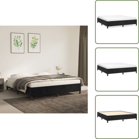 Giroletto nero - vidaXL Giroletto senza Materasso Nero 160x200 cm in Velluto - Letto con doghe in compensato
