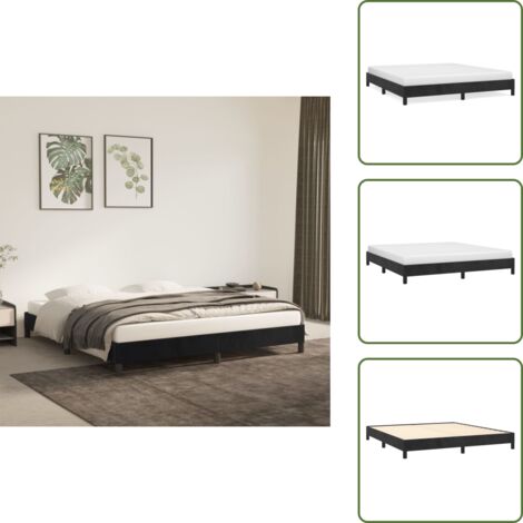Giroletto nero - vidaXL Giroletto senza Materasso Nero 160x200 cm in Velluto - Letto con doghe in compensato