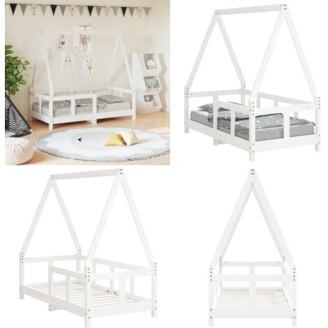 Giroletto per Bambini Bianco 70x140cm in Legno Massello di Pino - Letto per bambini - Letto a casa