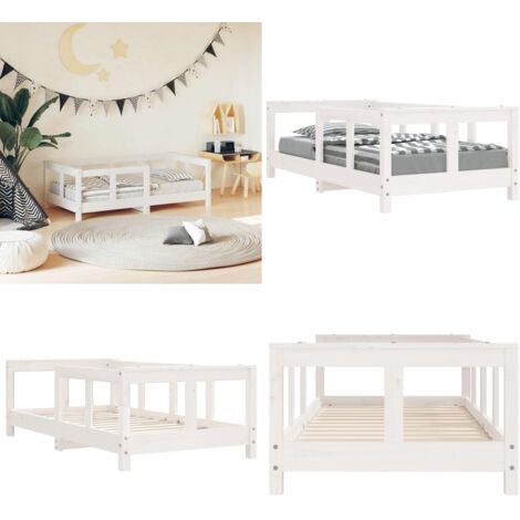 Giroletto per Bambini Bianco 70x140cm in Legno Massello di Pino - Letto per bambini - Letto in legno