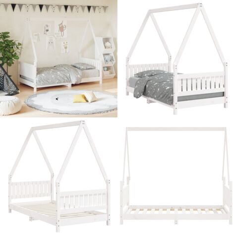 Giroletto per Bambini Bianco 80x160cm in Legno Massello di Pino - Letto per bambini - Letto a casa