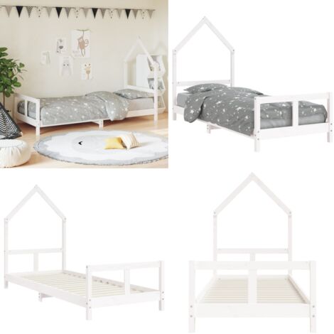 Giroletto per Bambini Bianco 80x200cm in Legno Massello di Pino - Letto per bambini - Letto a casetta