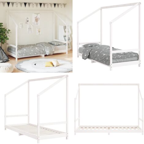 Giroletto per Bambini Bianco 80x200cm in Legno Massello di Pino - Letto per bambini - Letto in legno