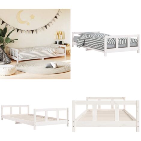 Giroletto per Bambini Bianco 90x190cm in Legno Massello di Pino - Letto per bambini - Letto in legno