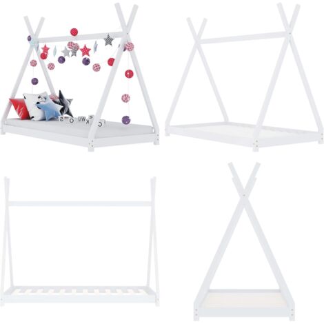 Giroletto per Bambini Bianco in Massello di Pino 70x140 cm - Letto per bambini - Letto in legno