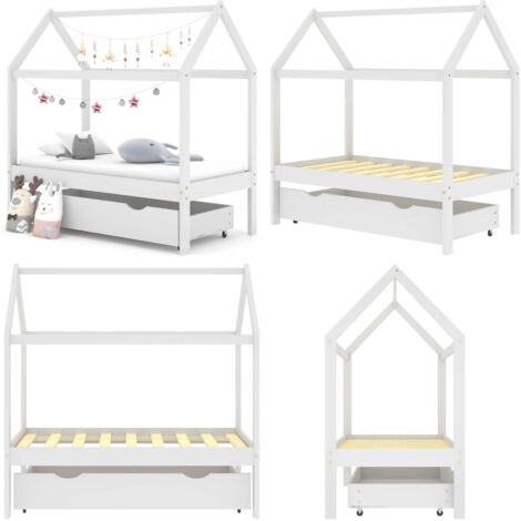 Giroletto per Bambini Cassetto Bianco in Pino Massello 70x140cm - Letto per bambini - Cassetto per bambini