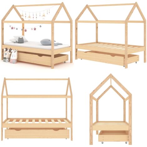 Giroletto per Bambini con Cassetto Legno Massello Pino 80x160cm - Letto per bambini - Cassetto per letto