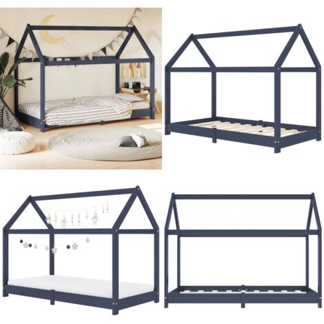 Giroletto per Bambini Grigio in Massello di Pino 70x140 cm - Letto per bambini - Letto in legno