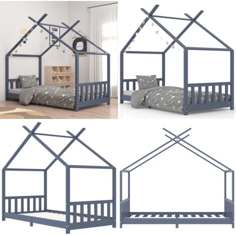 Giroletto per Bambini Grigio in Massello di Pino 90x200 cm - Letto per bambini - Letto in legno