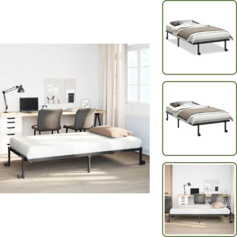 Giroletto robusto - vidaXL Giroletto senza Materasso Pieghevole Nero 107x203 cm in Acciaio - Giroletto con ruote